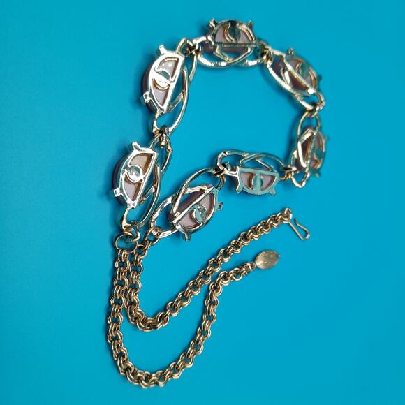 Vintage Lavender Moonglow Choker Necklace, Gold Tone, 1950s Vintage Jewelry - Picture 11 of 11